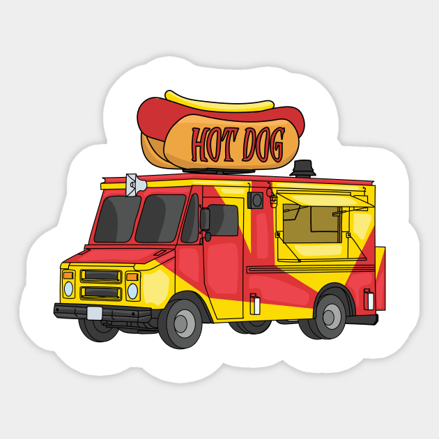 Hot dog food truck cartoon illustration Sticker by Cartoons of fun